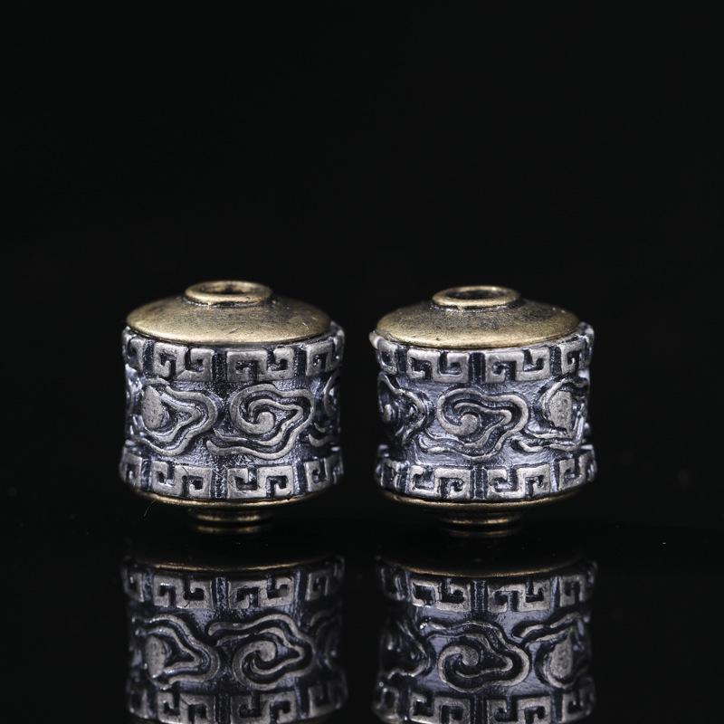 Antikk-finish Vajra Septer Perler: Fargebevarende sølv seksstavelses mantra mellomledd for DIY tibetanske armbånd