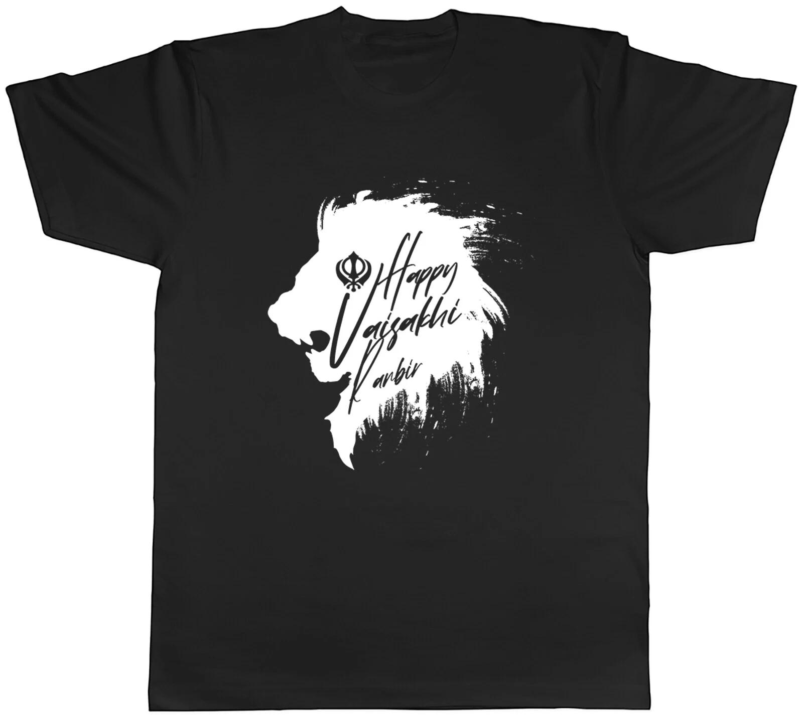 Personalised Happy Vaisakhi Mens T-Shirt Lion Head Khalsa Punjab Unisex Tee Gift S
