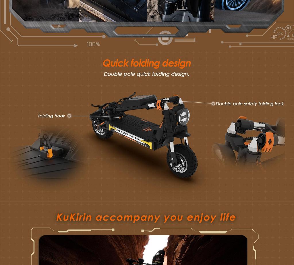Elektroroller Faltbar Kukirin G4 Max 2000Wx2 Doppelmotor Höchstgeschwindigkeit 86Km/h 60V 35.2AH Maximale Reichweite 95Km Belastung 150Kg
