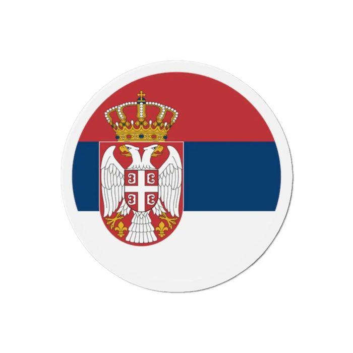 Aimant Rond - Multicolore - Drapeau Serbie - 6 Cm - 50 Pièces - Résine Synthétique