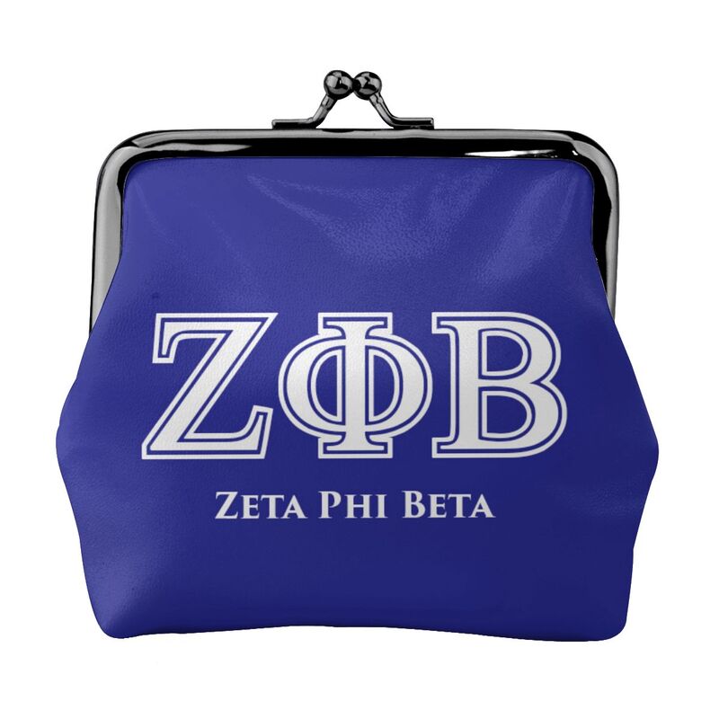 Zeta Phi Beta 1920 Print Leather Coin Purse Small Kiss-Lock Change Pouch Clasp Closure Buckle Wallet for Women Girls
