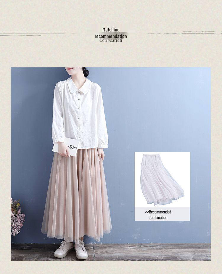 2024 Spring Women's Cotton Linen Long-Sleeved Casual Shirt