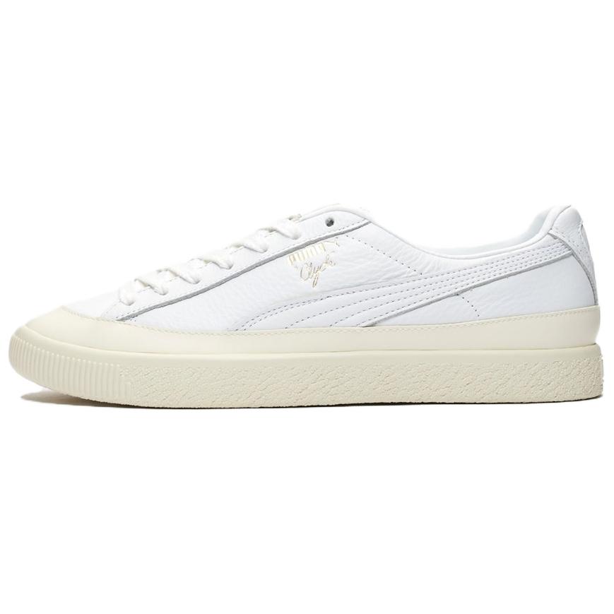 PUMA Clyde Rubber Toe Leather Leisure Board Shoes White 366986-01 36