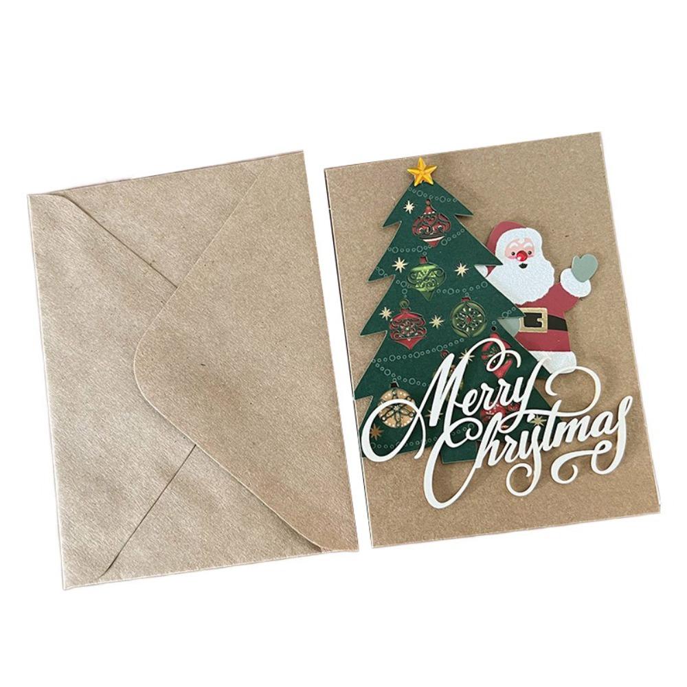 Foldable Greeting Card Kraft Paper Invitations Card Party Supplies Christmas Cards  New Year