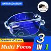3 IN 1 Foldable Reading Glasses with Case Men Look Far and Near Progressive Multi-Focus Glasses Anti Radiation Glasses Anti Blue