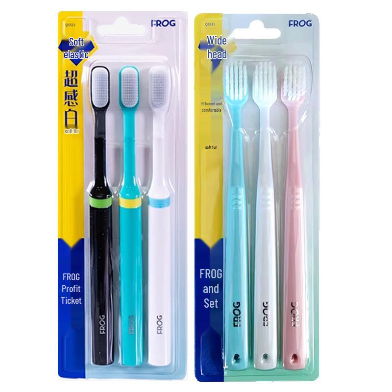 Frog Adult Wide Head Soft Bristle Toothbrush - Family 6-Pack