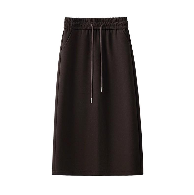 Plus Size High-Waisted Velvet Midi Skirt: Hip-Hugging, Loose Fit, with Slit for Women, Perfect for Autumn/Winter Casual Wear