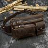 Top Layer Cowhide Men Waist Bag Real Leather Chest Bag Outdoor Casual Leather Porable Gym Bags Messenger Bag Wasit Pouch Male
