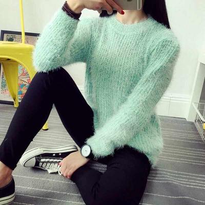 Elastizitätspullover im koreanischen Stil für Herbst und Winter, Imitation Seepferdchenwolle, Strickpullover, Pullover, lockerer Pullover für Damen