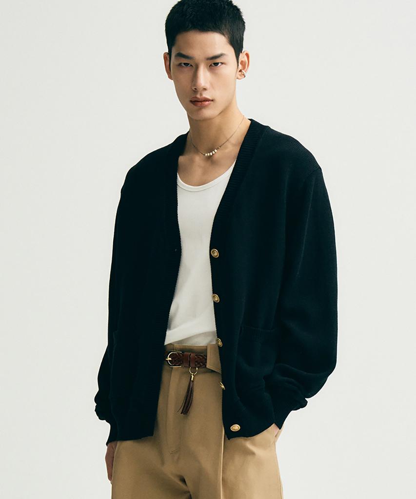 Noirer Lux Cotton Classic Cardigan (Black)