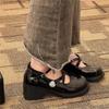 Autumn new college style small leather shoes French Mary Jane shoes high heel thick heel with skirt jk single shoes women