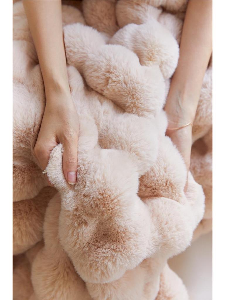 Winter Tuscany Rabbit Hair Plush Throw Blanket - Korean Gentle Style, Light Luxury for Sofa or Office.
