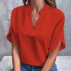 Women's Summer Casual Solid Colour V-Neck Loose Shirt Top
