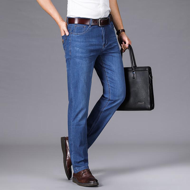 Herren Sommer Lockere Straight Leg Stretch Denim Jeans