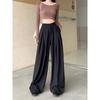 Kumikumi Autumn High Waist Black Loose Suit Pants