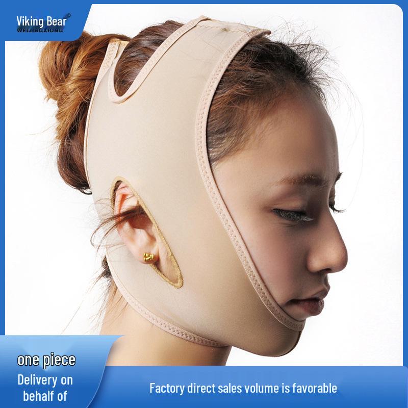 Бандаж для похудения лица Gangyi V-Shape – Эластичная повязка на голову для восстановления после липосакции и лифтинга двойного подбородка White Mesh One Size