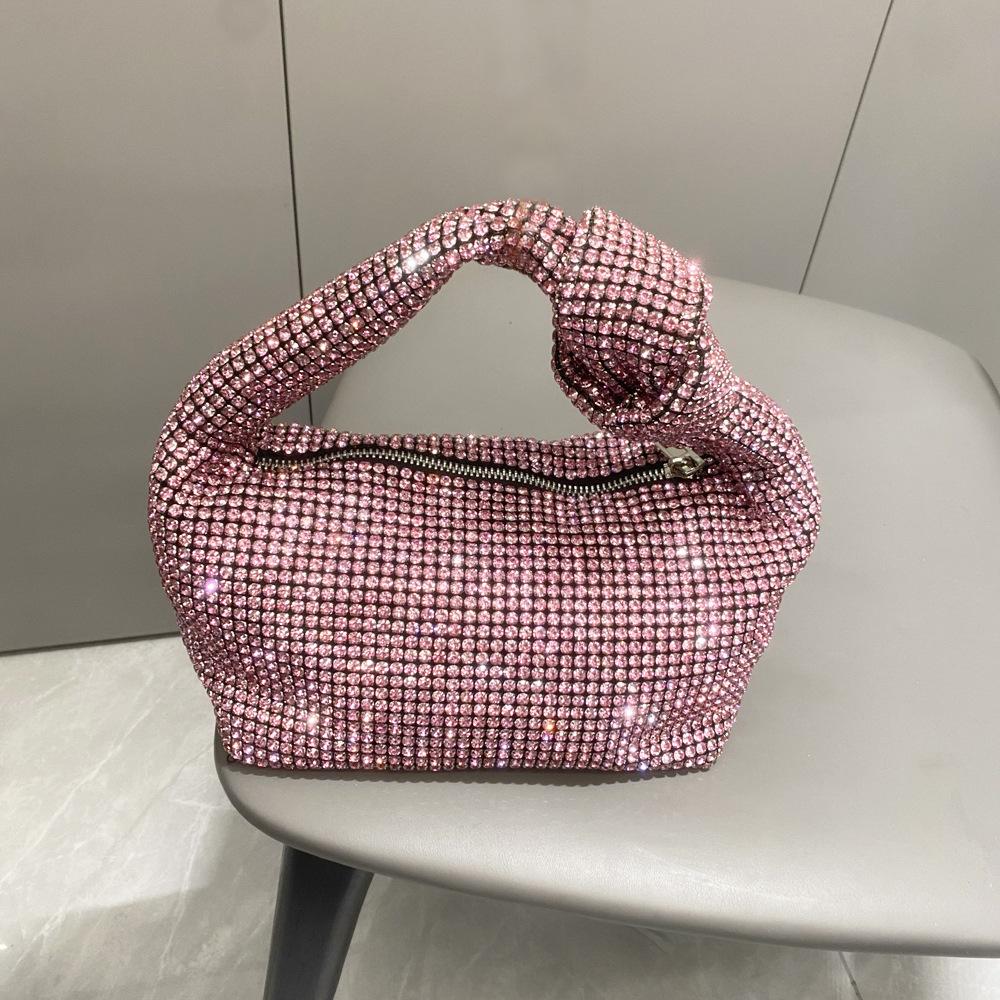 Women'S Bag Rhinestone Dinner Bag Big Diamond Knotted Hand Bag Fashion Full Diamond Armpit Bag Women'S Bag Small Bag