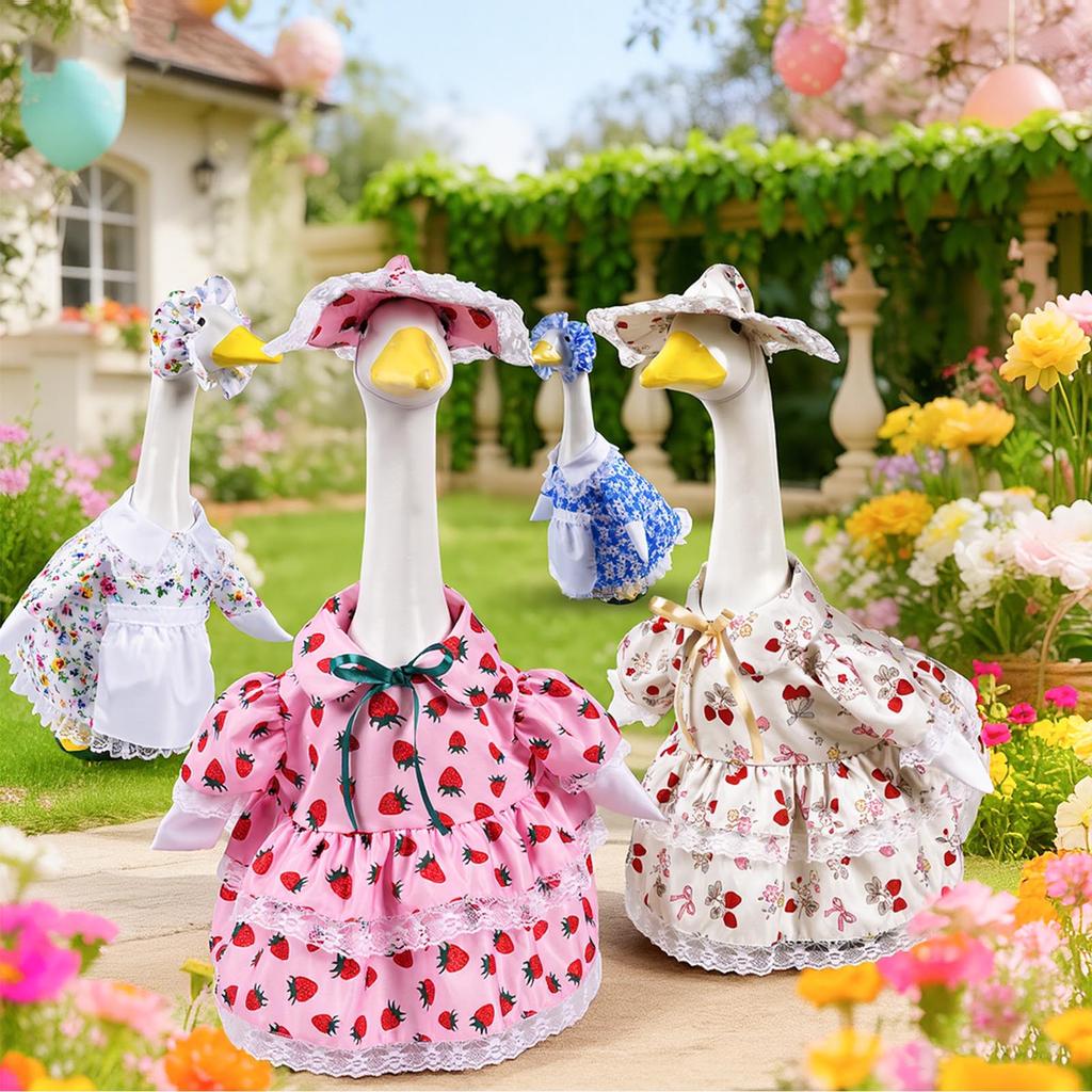 Lovely Spring Geese Dress 23inch Geese Statue Outfit For Porch Decoration Cartoon Easter Celebration Accessory