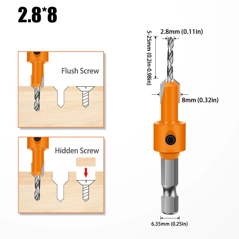 1-5PCS 8mm Shank HSS Woodworking Countersink Router Bit Screw Extractor Remon Demolition for Wood Milling Cutter