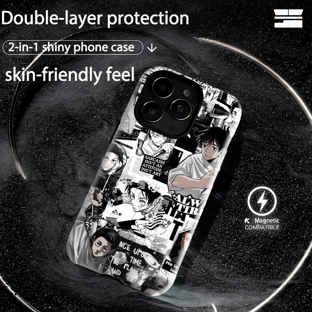 Custodia per Telefono Anime Yuta Okkotsu Jujutsu Kaisen Magnetica 2 in 1 Guscio Lucido Per iPhone 17 16 e 15 14 13 12 11 Pro Max Plus mini XS