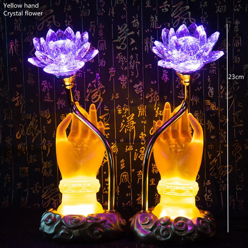 Colorful Lotus Discolores Crystal Lamp Plug In Payment Glazed Bergamot LED Buddha Lamp Household Prayer Lamp Buddhist Utensils