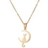 European & American Stainless Steel Necklace: Arrow, Water Drop, Moon Cat, Heart Pendant for Women - Elegant Sweater Chain