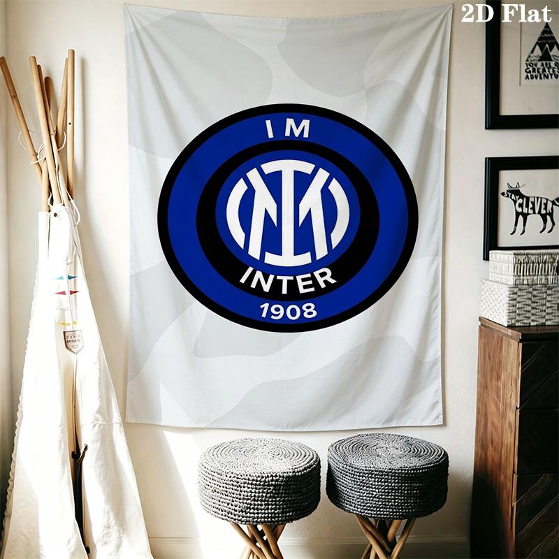 Inter Milan Logo Wallpaper Threepiece Set 1 Duvet Cover 2 Pillowcase Without Core Soft And Comfortable Duvet Cover And Pillowcase