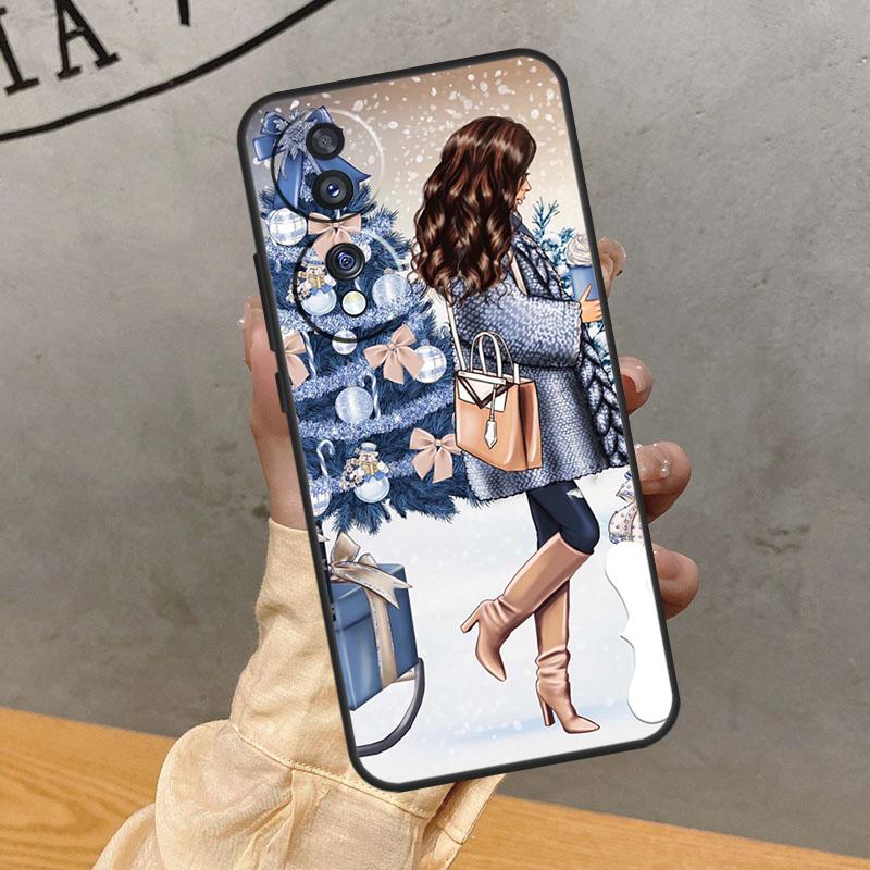 Fashion Girl Merry Christmas Case For Honor Magic 7 Pro 5 6 Lite Cover For Honor 90 70 50 400 200 X9 X8a X8b X9a X9b X9c