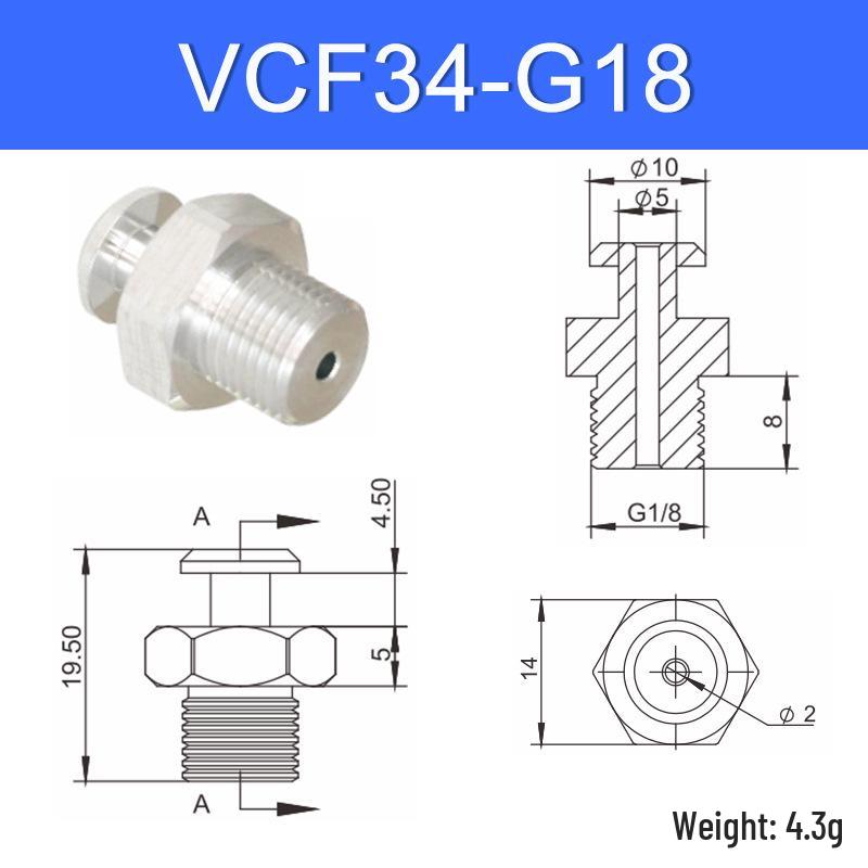 Vacuum Suction Cup Connector VM-G1 Threaded Barb Pneumatic Nozzle Adapter