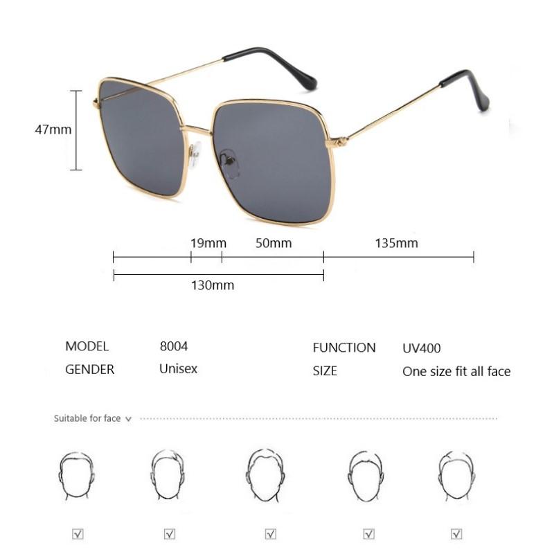 Vintage Oversized Square Sunglasses Women Fashion Metal Alloy Frame Retro Shades Female Sun Glasses Oculos Feminino