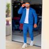 2024 Men's Autumn Waffle Solid Color Jacket and Trousers Set with Zipper Pockets