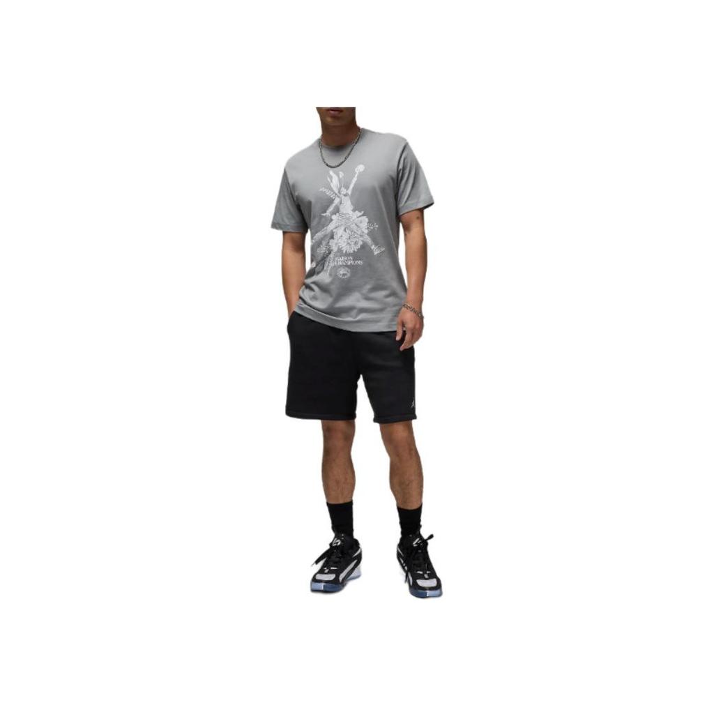 Jordan Sports Cotton Soft Dry Comfortable Short Sleeve T-Shirt Men Tops Granite-Gray FZ1928-073