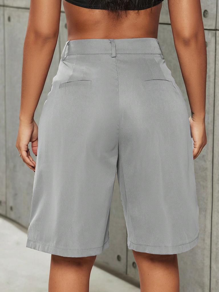 Rose Beauty A Street Casual Solid Elastic Drawstring Waist Baggy Wide Leg Cargo Shorts Spring Outdoor Outfits