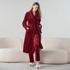 Bride Groom's Pajamas Winter Flannel Nightgown Trousers Suits Female Coral Fleece Long Robe Lounge Wear Thickened Warm Sleepwear