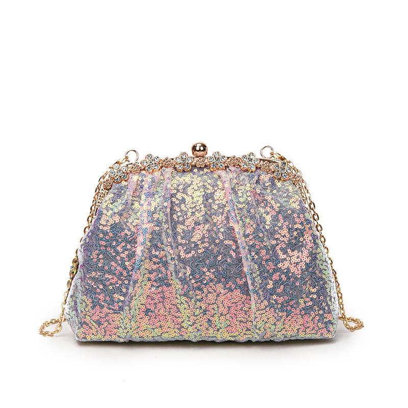 2025 New Temperament Light Luxury Celebrity Holding Dinner Bag Trendy Fashion High Sense Sequined Chain Messenger Bag