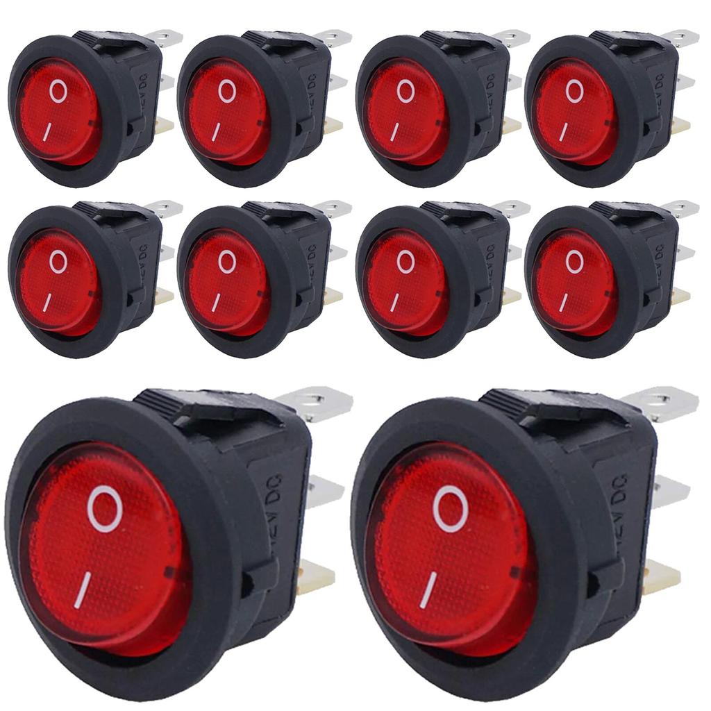 8 buc KCD1 On/Off 3 pini 2 poziții Snap 20A 12V LED Roșu Comutator Basculant Rotund pentru Barcă cu LED Pentru Înlocuire DIY Casnic