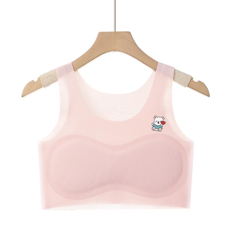 Girls' Seamless Underwear Set for Ages 7-12: Anti-Bulge Vest & Junior Bra