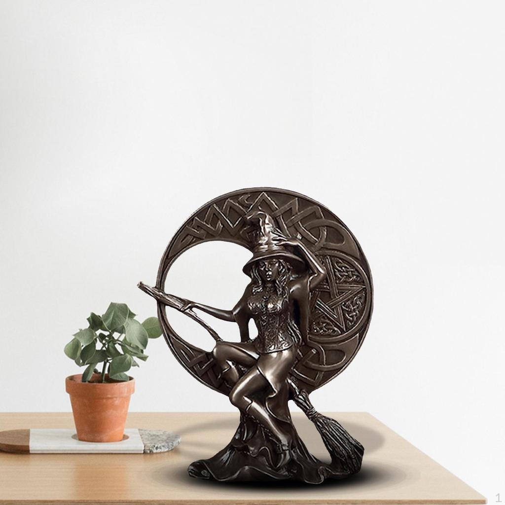 Witch Pentacle Statue Figurines Woman Decorative Sculptures for Hotel Bar Decoration