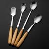 Abay Wooden Handle Stainless Steel Dining Spoons, 4-Pack