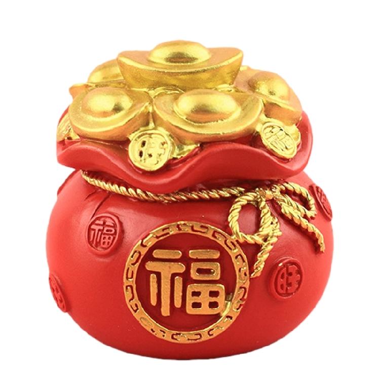 Chinese New Years Decoration Resin Money Tree Statues Blessing Bag Figurines Fengshui Ornament for Wealth Good Luck