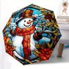 1 Stück Schneemann-Muster Automatisches Öffnen/Schließen Faltbarer Regenschirm mit 50 Speichen, Kunststoffgriff, Winddichter Tragbarer Sonnenschirm Halloween