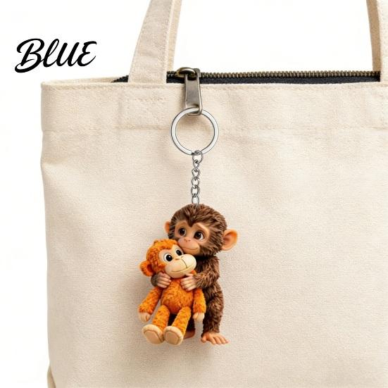 Durable Keychain for Backpack Baby Monkey Hugging Plush Toy Cute Animal Bag Fun Key Holder Charm Keys Bags Backpacks Accessory Gifts Friends Hanging