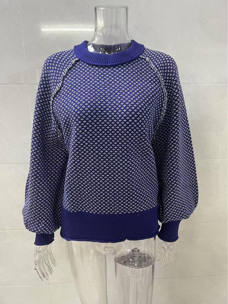 Spring Women's Long-Sleeve Jacquard Pullover Sweater Jacket