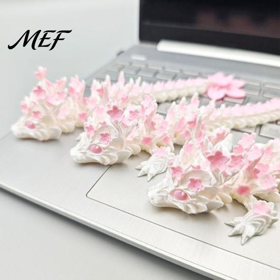 3D Printed Mythical Creature Cherry Blossom Dragon Toy, Articulated Flower Figurine, Flexible Fantasy Animal Toy Movable Joints Model for Desk