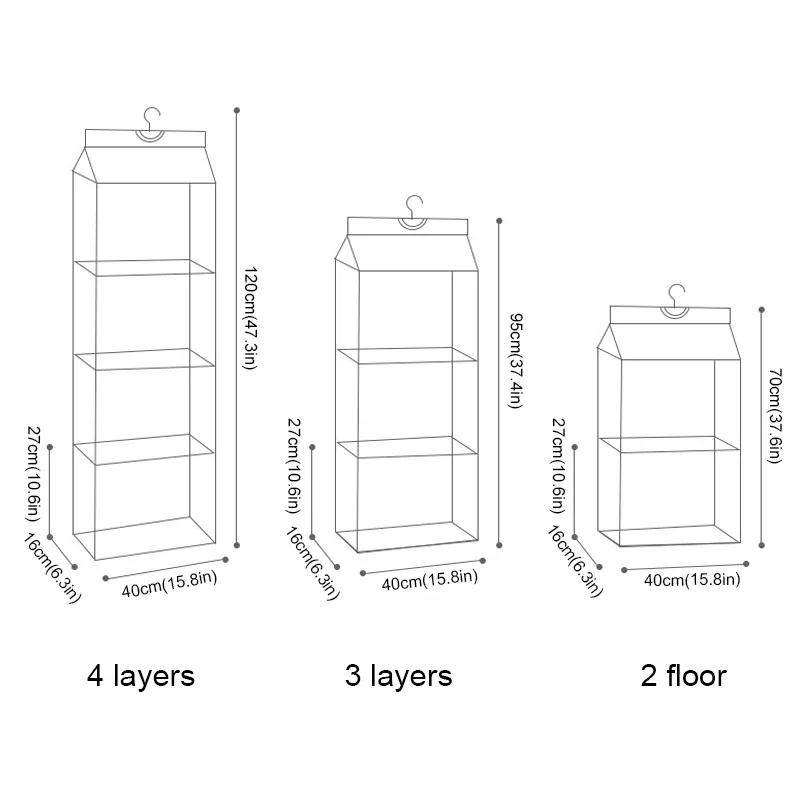 Wardrobe Closet Transparent Storage Bag Hanging Handbag Organizer Underwear Bra Organizer Storage Washable