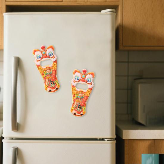 Chinese Style Lion Bottle Opener Refrigerator Magnet God of Wealth Cartoon Lion Fridge Magnet