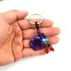 Natural Crystal Stone Hexagram Keychain Pendant Colorful Chakra Beaded Luggage Pendant K44