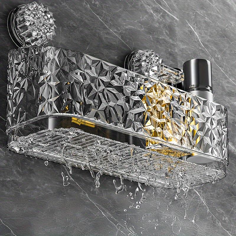 Suction Cup Bathroom Shelf No Drill Wall Mount Corner Shower Shelf Shampoo Holder Shower Caddy Drain Basket Bathroom Organizer