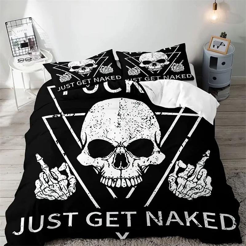 Bettbezug mit Rosen-Totenkopf-Motiv zum Valentinstag, King-Size-Bett, 3D-Totenkopf-Druck, Bettbezug, 3-teilig, Bettbezug für Verliebte, Geschenke für Erwachsene