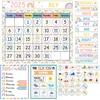 Pastel Calendar Bulletin Board Set Colorful Boho Rainbow Bulletin Board Cutouts with Calendar Seasons Weather Days of The Week Chart for Classroom